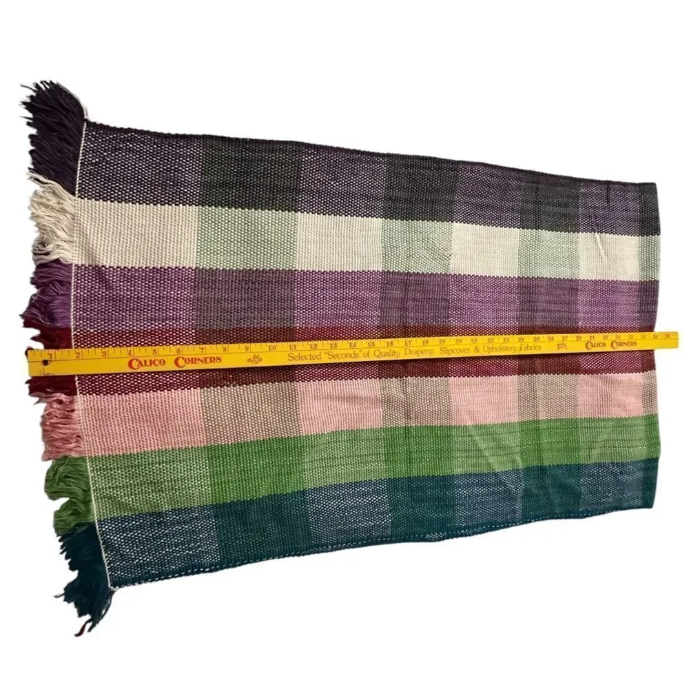Vintage Multicolored Checked hand woven Silk blend Shawl, Scarf, wrap,
